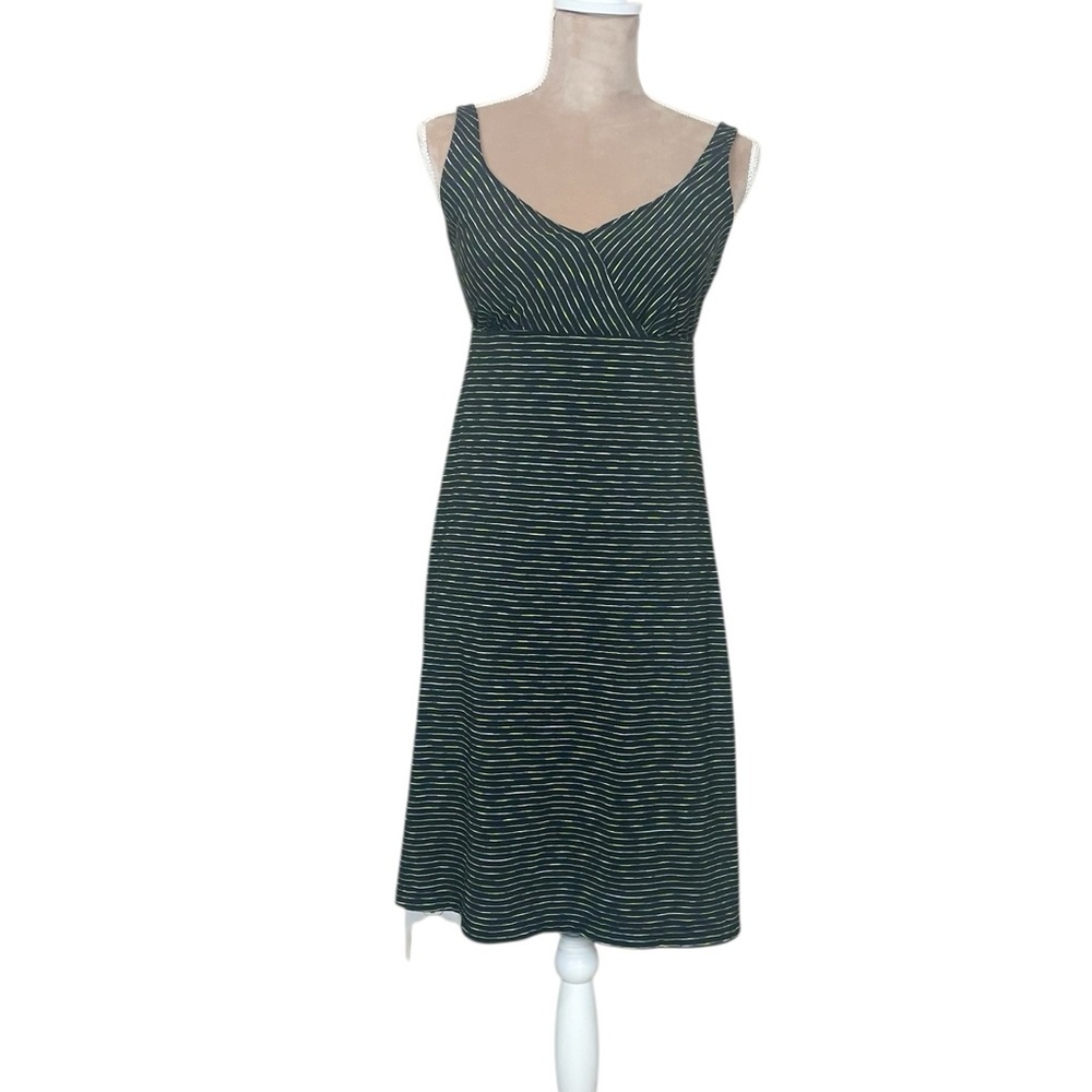 EUC Prana “Ivy” Sleeveless Black with Lime Green Stripes Tank Sundress (E)
